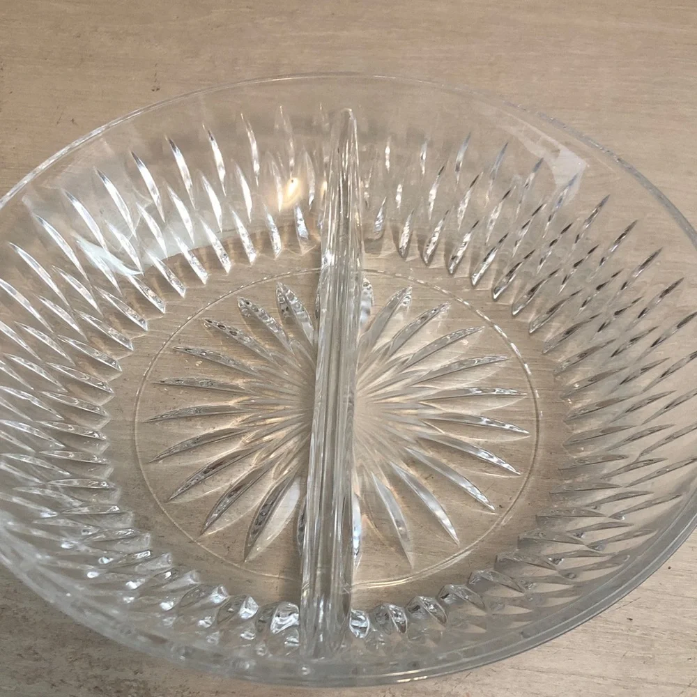 Princess House 24% lead Crystal Divided Dish Multi Storage Keys Jewelry Candy...